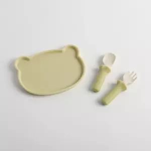 블루마마 유아 곰돌이 간식 트레이 스푼포크 세트 BNA