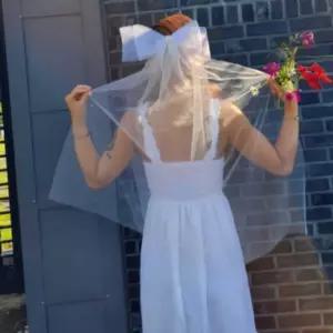 웨딩 빅리본 진주 베일 면사포 셀프웨딩 촬영 소품