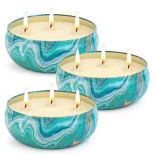 오운 시트로넬라 캔들 야외 장식 36온스, 3윅 소이 왁스 레몬그라스 세트, 향초 병 벌크 최대 240시간, 파티오용 여름 캠핑 캔들, 정원, 발코니, 캠핑, 바비큐