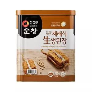 [대용량]순창 재래식 생된장 14kg(캔) 청정원 식당 회사 찌개 볶음 조리 나물 감칠맛 양념 가을식재료