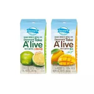 덴마크 테이크얼라이브 스위티자몽(120mlX24개)+망고120mlX24개) 동원 탕비실 음료 티타임 회사 사무실 팬