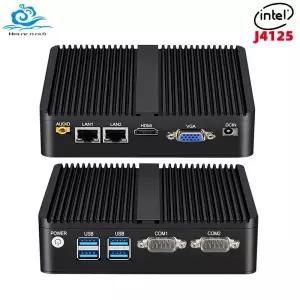 산업용 팬리스 미니 PC, 인텔 셀러론 J4125, 윈도우 10, 2x 기가비트 이더넷, RS232, DDR4, HDMI, VGA, 와