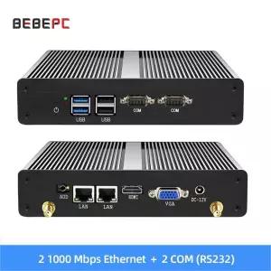 BEBEPC 산업용 팬리스 미니 PC 셀러론 2955U 코어 Windows 10 듀얼 LAN 2 RS232 DDR3L VGA WIFI USB 컴퓨터
