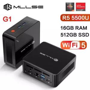 MLLSE G1 미니 PC, AMD Ryzen5 5500U, DDR4 16GB RAM, 512GB ROM, WiFi-5 BT4.2, 윈도우 11 프로 데스크탑
