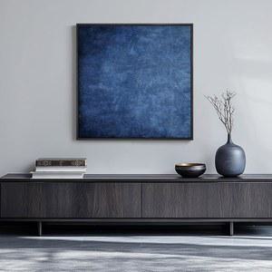 거실용 대형 모던 아트 장식 아트워크 프린트 그림 블루 미니멀리스트 침실용 액자 추상 사무실 그림 30X30인치 복도용 캔버스 벽용 네이비