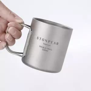 캠핑머그컵 티타늄 캠핑 더블월 머그컵 케이스 포함 330ml 550ml