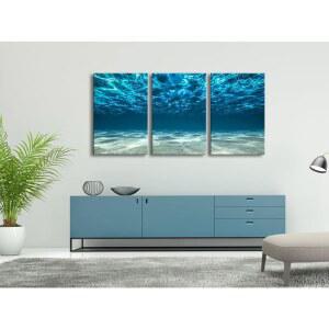 거실 해변을 아트워크 씨뷰 모던 3피스 아트 블루 장식용 침실 위한 바텀 그림 프린트 캔버스 위코