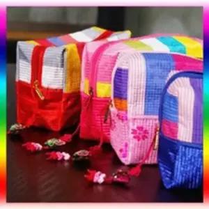 목욕가방 전통누비 화장품 파우치x2개(색상랜덤발송)