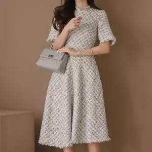 니트원피스 겨울원피스 반팔 파티룩 사계절 직장인 트위드 원피스 데이트룩