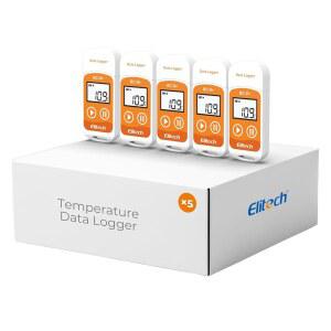 Elitech RC-5+ 디지털 PDF USB 온도 데이터 로거 재사용 가능한 레코더 냉장고 온도계 32000포인트 고정밀(5팩)