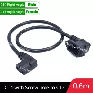 호환 IEC320 C14-C13 연장 코드 C14 나사 구멍 직각 및 C13 길이 60cm H05VV-F 3G 0.75mm