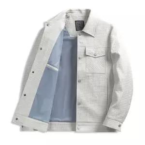 남자 하프 가을 봄 캐주얼 센스있는 코트 재킷 싱글 체크 자카드 칼라 DUCHI3