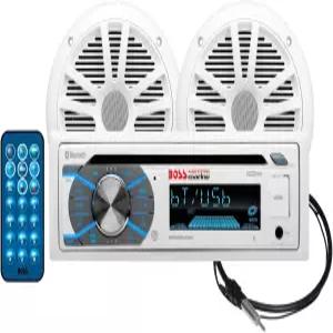 BOSS 오디오 시스템 MCK508WB.6 마린 보트 블루투스 스테레오 및 6.5인치 스피커 - CD DVD 플레이어 AM/FM