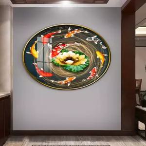 원형비단잉어그림 황금 주는 풍수 돈 돈들어오는