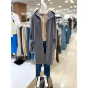 [하프클럽/트리아나]소고 세이브존01 토끼털 퍼 포켓 후드 롱 가디건 AI4GA06_1