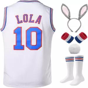 남성 농구 유니폼 10 롤라 1 벅스 스페이스 무비 스포츠 셔츠 90년대 힙합 파티 의류 흰색