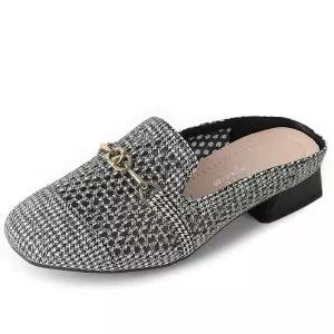 EAMT 여자 웨지힐 샌들 슬리퍼 망사 반 스몰 카멜 슬립온 미들힐 패션 YJ5