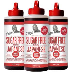 G 휴즈 무설탕 매운 일본식 바비큐 소스 - 텐 무첨가 핫 일본식 바비큐 소스, 생선, 고기, 닭 날개, 볶음 채소, 설탕 없음 - 14 Fl Oz (3팩)