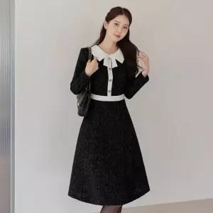 ~XXL까지 아투벨 리본 카라 트위드 원피스 겨울 데이트룩 하객룩 모임룩 격식룩 연말룩 빅사이즈1208094