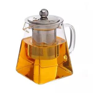 티포트 티팟 유리주전자 유리 스텐거름망 사각 내열 450ml [fD55762]