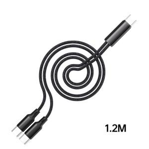 양방향 -C 케이블 Y-분배기 충전 코드 와이어 2포트 USB C 남성-남성 커넥터 스마트폰 태블릿용