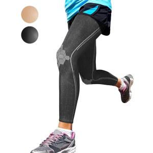 스파르토스 풀 레그 압박 슬리브 스포츠 - (블랙-M) 및 팅 허벅지 농구 종아리 지원 역도 방지 미끄럼 무릎 달리기 남녀용 교정