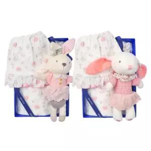 [갤러리아] (압소바출산,백일,아기내의)로엘요루반소바디슈트+토끼인형딸랑이세트(A13-10622SET)