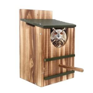 올빼미 둥지 상자 방수 탄화 처리된 다람쥐 나무 새집 집 새 케스트렐 비둘기 쉼터