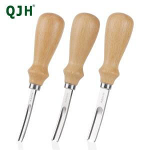 3크기 가죽 가장자리 베벨러 도구  넓은 입 Leathercraft 스키빙 트리머 나무 손잡이 (4/6/8mm)