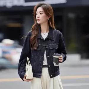 무천도사 데님 여성용 여자 가을 빈티지 자켓 코트 슬림핏 상의 KKE3