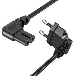 EU 전원 케이블 2 핀 프롱 유럽 그림 8 코드 삼성호환 필립스호환 LG호환 소니호환 TV 용 90도 각도 유로