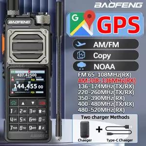 호환 바오펑 UV-25 PRO GPS 무전기 10W 멀티 밴드 1000CH 타입-C 충전기 5200mAh UV-5R 아마추어 무전기 캠