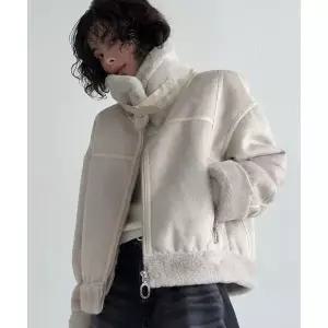 매장정품 더그린랩 THE GREEN LAB FAUX 퍼 하이넥 무스탕 쟈켓 밍크아이보리 GA4-WJK-03-N 136709