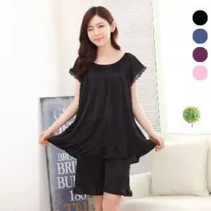 [샵앤] 여성 실크 쿨 프릴 루즈핏 반팔 반바지 잠옷세트 WON-WSET-WC3A107