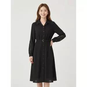 꼼빠니아배색 시스루 카라 피스CS24OP0102366A