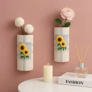 [골드스마일]TBZ 해바라기 도자기 화병 벽걸이 인테리어 플라워베이스 홈데코