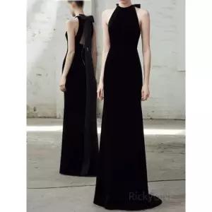 홀터넥 벨벳 블랙 롱드레스 연주회 파티 셀프웨딩촬영