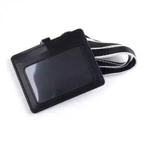 가로형 목걸이 카드지갑 블랙 명함 케이스 카드홀더 명찰 목걸이형