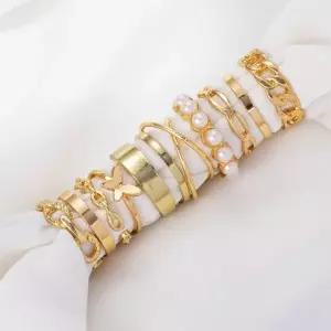 레이어드 오픈형 큐빅 나비 디자인 여성 우정 가락지 반지