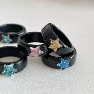 Y2K 아크릴 투명 물결 미니 반지 링 여름 청량 컬러 오목 포인트