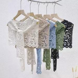 레이스 천공 어깨 숄 케이프 니트 가디건 여성용 숄가디건 페이크