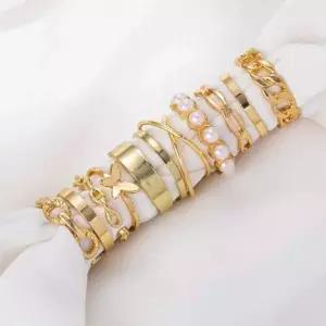 레이어드 오픈형 큐빅 나비 디자인 여성 우정 가락지 반지