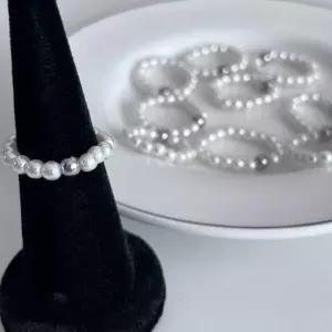 써지컬 스틸 반지 담수진주 우레탄 레이어드 데일리 포인트