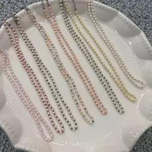 의료용 스테인리스 진주 비즈 체인 목걸이 심플 포인트 여름 바다