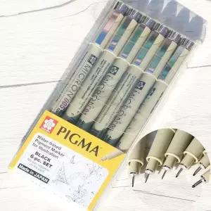 캘리그래피펜 꾸미기펜 얇은펜 블랙펜 드로잉용품 6pcs 피그마망가
