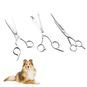 애완동물 미용 커팅 가위 숱가위 곡선가위 3종 세트 소프트컷 틴닝
