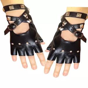 여자 스트리트 장갑 하프 겨울 댄스 핑거 벨트 가죽 펑크 가죽장갑 여성 퍼포먼스 리벳