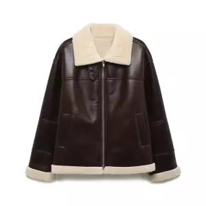 나이스클랍 사이드포켓 페이크 레더 무스탕 A254PWMB05