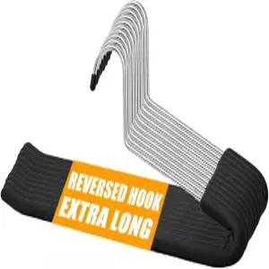 업그레이드된 리버스 훅 HUJI 엑스트라 롱 걸이 정리함 종료 10피스 헤비 듀티 슬라이드 바지 주름 논슬립