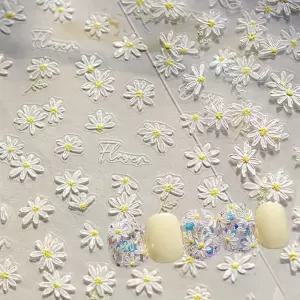 [에스에스_62]봄꽃네일 데이지 엠보 곰돌이스티커 스티커